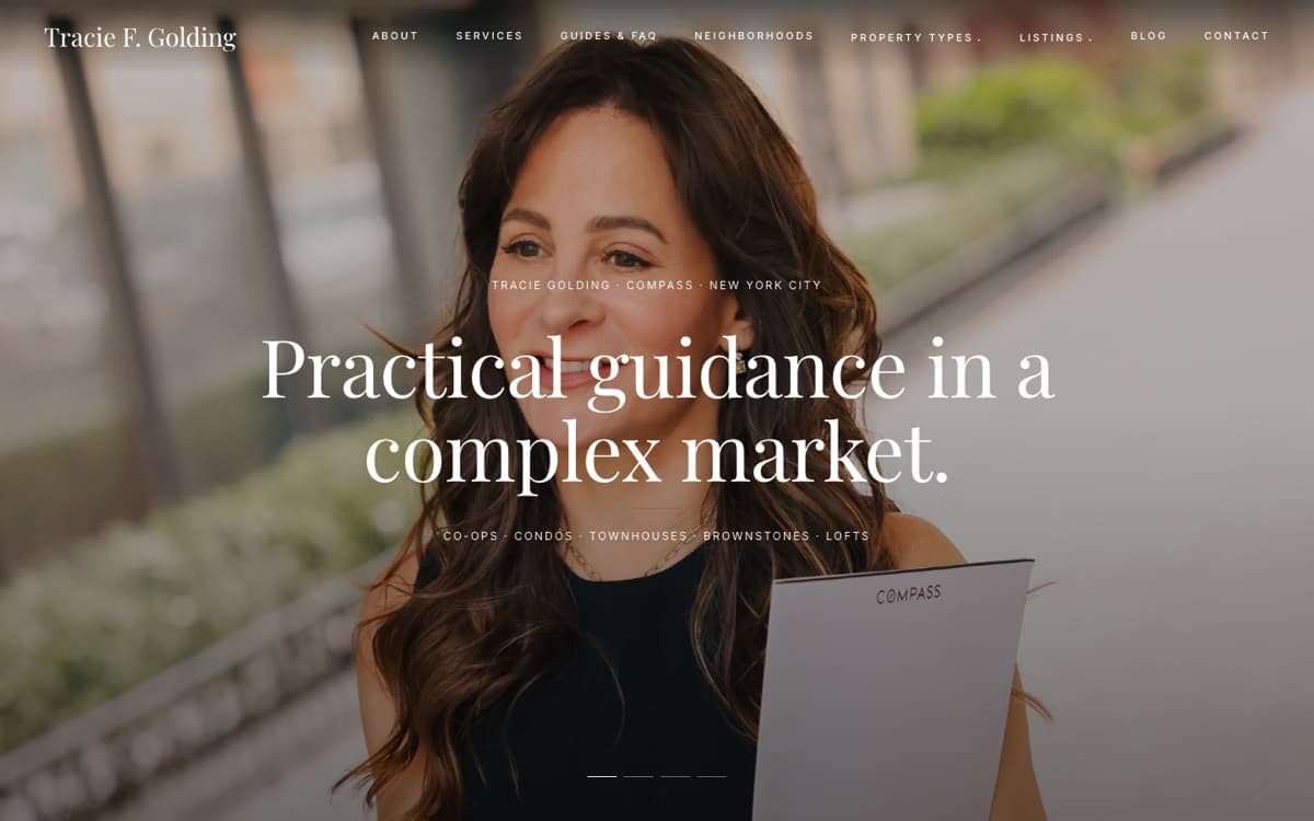 Tracie Golding's website homepage